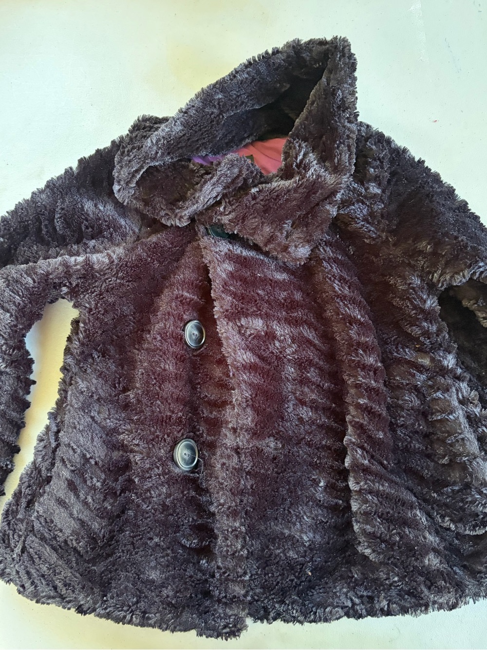 Patagonia Girls Pelage Faux Fur Jacket Coat Size S / 8 Black